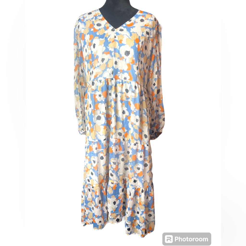 Joie Blue, Orange, White Floral Maxi Dress